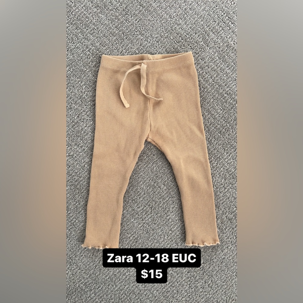 Zara Beige/Tan Ribbed Kids Leggings